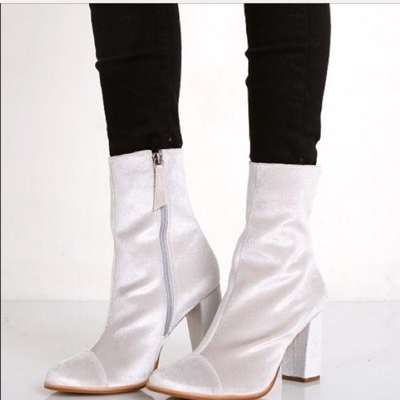 white velvet boots